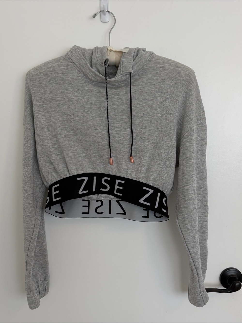 Zise by Bloch Lightweight Gray Cropped Hoodie Warmup with Open Back (Size Small)